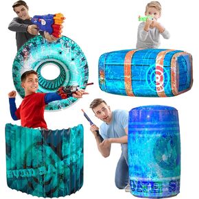 عوائق Skywin لحروب اللعب - 8 قطع قابلة للنفخ سهلة الإعداد متوافقة مع Nerf Gun Party ولعبة Laser Tag - عوائق المعركة رائعة للمأوى (8 قطع زرقاء) in Kuwait