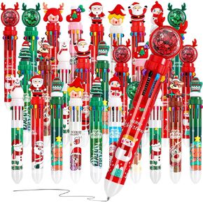 24 PCS Christmas Pens Bulk, 10-in-1 Christmas Multicolor Ballpoint Pens Santa Claus Reindeer Xmas Tree Pens for Christmas Party School Office Gift in Saudi Arabia