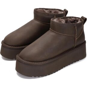 Project Cloud 100% Genuine Suede Leather Ankle Boots for Women - Fur Boots Memory Foam Insole Womens Boots - Anti-Slip Mini Platform Boots - Lightweight Winter Boots for Women - Snow Boots (Huggy) in Kuwait