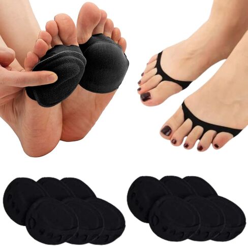 Flammi 6 Pairs Women's Toe Cover with Padding Toe Topper Liner Socks Non-Skid Bottom in Kuwait