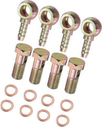 ACROPIX 4 Set 8mm Banjo Hose Barb Bolt Fittings Banjo Bolt Washer Bronze Tone Metal with 8mm Spacers for Car Car Parts in Saudi Arabia