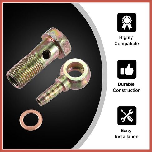 ACROPIX 4 Set 8mm Banjo Hose Barb Bolt Fittings Banjo Bolt Washer Bronze Tone Metal with 8mm Spacers for Car Car Parts in Saudi Arabia