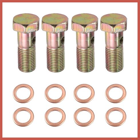 ACROPIX 4 Set 8mm Banjo Hose Barb Bolt Fittings Banjo Bolt Washer Bronze Tone Metal with 8mm Spacers for Car Car Parts in Saudi Arabia