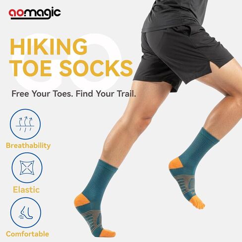 جوارب Aomagic لأصابع القدم للرجال والنساء، جوارب رياضية للجري Coolmax بخمسة أصابع مريحة ومسامية وخفيفة الوزن 3 أزواج in Kuwait