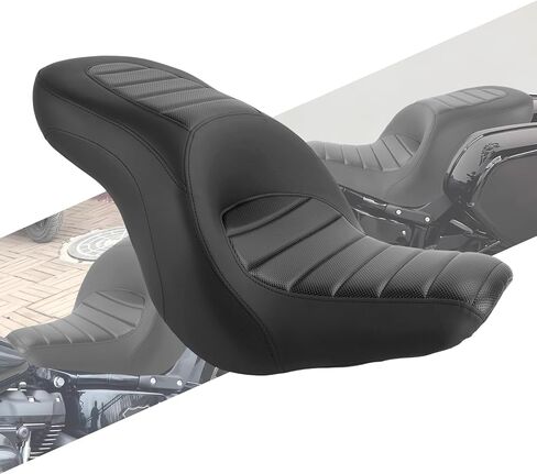 One-Piece Rider Passenger Seat with Backrest Fit for Harley Sport Glide FLSB Low Rider FXLR FXLRS FXLRST 2018-2024 Black Leather Cushion with Striped Stitching in Saudi Arabia