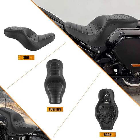 One-Piece Rider Passenger Seat with Backrest Fit for Harley Sport Glide FLSB Low Rider FXLR FXLRS FXLRST 2018-2024 Black Leather Cushion with Striped Stitching in Saudi Arabia