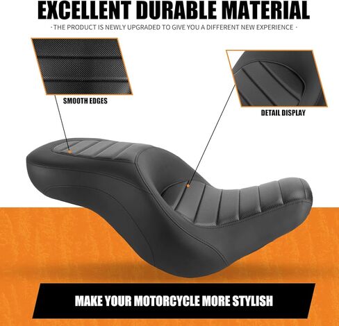 One-Piece Rider Passenger Seat with Backrest Fit for Harley Sport Glide FLSB Low Rider FXLR FXLRS FXLRST 2018-2024 Black Leather Cushion with Striped Stitching in Saudi Arabia