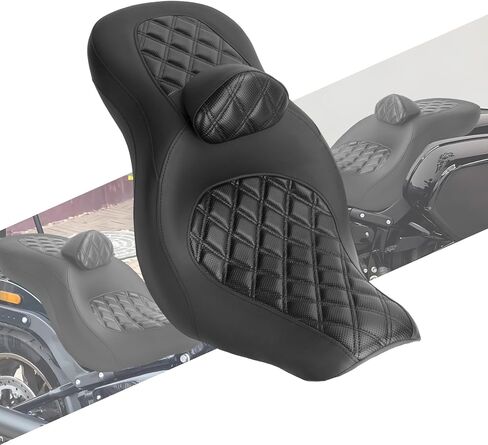One-Piece Rider Passenger Seat with Backrest Fit for Harley Sport Glide FLSB Low Rider FXLR FXLRS FXLRST 2018-2024 Black Leather Cushion with Striped Stitching in Saudi Arabia
