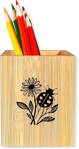 كوب حامل أقلام الخنفساء للمكتب، حامل أكواب خشبي لأقلام الرصاص لمنظم أقلام المكتب، ملحقات ديكور مكتب المنزل، هدايا للنساء والفتيات! in Kuwait