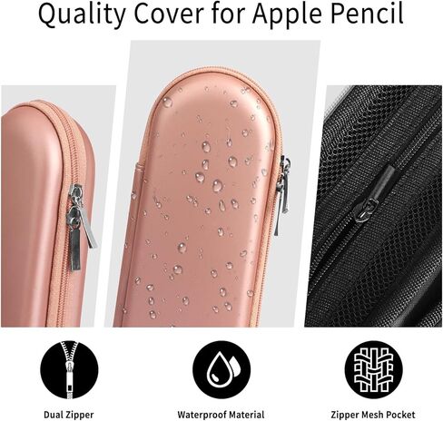 iMangoo Hard Shockproof Pencil Pouch Zipper EVA Carrying Case for Apple Pencil Pro USB C 1st 2nd Gen Pen Protective Holder for iPad iPencil Stylus Tip Cap Cable Accessories,2 Pack (Rose Gold/Silver) in Saudi Arabia