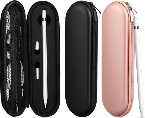 iMangoo Hard Shockproof Pencil Pouch Zipper EVA Carrying Case for Apple Pencil Pro USB C 1st 2nd Gen Pen Protective Holder for iPad iPencil Stylus Tip Cap Cable Accessories,2 Pack (Rose Gold/Silver) in Saudi Arabia