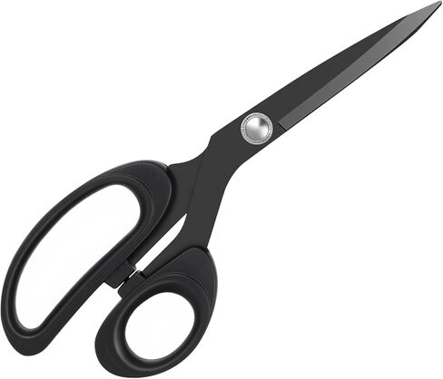 Left-Handed Scissors for Adults, 8 Inch Black Stainless Steel Blade Titanium Coating Forged Stainless Steel for Dressmaking Leather Professional Sewing Fabric Paper DIY in Saudi Arabia