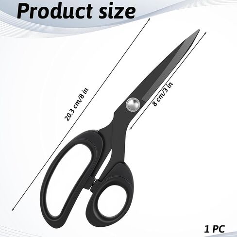Left-Handed Scissors for Adults, 8 Inch Black Stainless Steel Blade Titanium Coating Forged Stainless Steel for Dressmaking Leather Professional Sewing Fabric Paper DIY in Saudi Arabia
