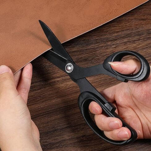 Left-Handed Scissors for Adults, 8 Inch Black Stainless Steel Blade Titanium Coating Forged Stainless Steel for Dressmaking Leather Professional Sewing Fabric Paper DIY in Saudi Arabia