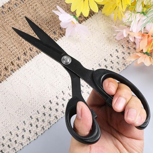 Left-Handed Scissors for Adults, 8 Inch Black Stainless Steel Blade Titanium Coating Forged Stainless Steel for Dressmaking Leather Professional Sewing Fabric Paper DIY in Saudi Arabia
