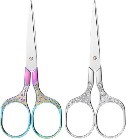 2 Pack Embroidery Scissors, Small Sharp Scissors with Cover Stainless Craft Mini Scissorses Retro Home Sewing Scissorses Metal Handle for Sewing Embroidery in Saudi Arabia