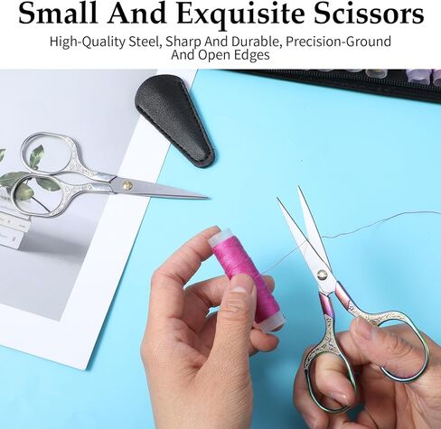2 Pack Embroidery Scissors, Small Sharp Scissors with Cover Stainless Craft Mini Scissorses Retro Home Sewing Scissorses Metal Handle for Sewing Embroidery in Saudi Arabia