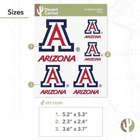 Desert Cactus University of Arizona Sticker UA Wildcats Stickers Vinyl Decals Laptop Water Bottle Car Scrapbook T3 (Type 3-4) in Saudi Arabia