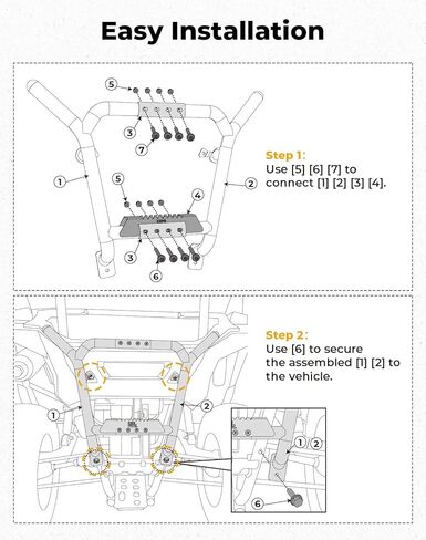 KEMIMOTO UTV Rear Bumper Compatible with 2022-2026 Polaris RZR 200, Heavy-duty Steel Back Bumper, Step-Up Design, Durable and Rustproof Electrophoretic Finish, Full Rear Protection in Saudi Arabia
