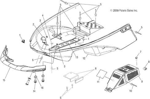 Polaris Snowmobile Bumper, Front, Gloss Black, Genuine OEM Part 5433536-070, Qty 1 in Saudi Arabia