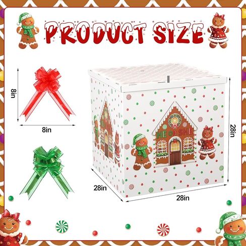 AmazingSpark 28in Christmas Jumbo Gender Reveal Gift Box Kit with Oversized Gingerbread Balloon Box Giant Pull Bows for Xmas Gender Reveal Baby Shower Birthday Party Decor in Saudi Arabia