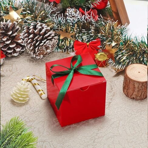 DOYIDE 60 Pcs Small Gift Boxes, 3x3x3 inches Kraft Paper Gift Box with Ribbons, Red Candy Boxes for Christmas Wedding Favors Baby Shower Bridal Shower Birthday Party in Saudi Arabia