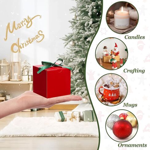DOYIDE 60 Pcs Small Gift Boxes, 3x3x3 inches Kraft Paper Gift Box with Ribbons, Red Candy Boxes for Christmas Wedding Favors Baby Shower Bridal Shower Birthday Party in Saudi Arabia