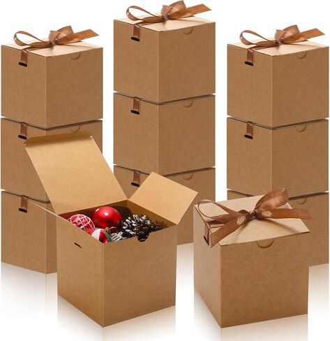 DOYIDE 60 Pcs Small Gift Boxes, 3x3x3 inches Kraft Paper Gift Box with Ribbons, Red Candy Boxes for Christmas Wedding Favors Baby Shower Bridal Shower Birthday Party in Saudi Arabia