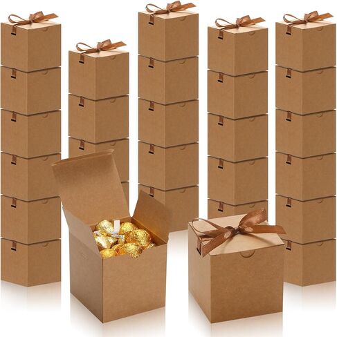 DOYIDE 60 Pcs Small Gift Boxes, 3x3x3 inches Kraft Paper Gift Box with Ribbons, Red Candy Boxes for Christmas Wedding Favors Baby Shower Bridal Shower Birthday Party in Saudi Arabia