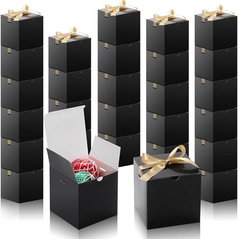 DOYIDE 60 Pcs Small Gift Boxes, 3x3x3 inches Kraft Paper Gift Box with Ribbons, Red Candy Boxes for Christmas Wedding Favors Baby Shower Bridal Shower Birthday Party in Saudi Arabia