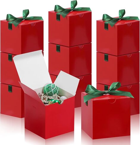 DOYIDE 60 Pcs Small Gift Boxes, 3x3x3 inches Kraft Paper Gift Box with Ribbons, Red Candy Boxes for Christmas Wedding Favors Baby Shower Bridal Shower Birthday Party in Saudi Arabia