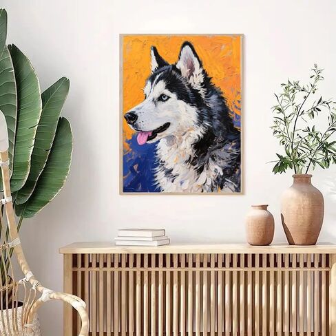 ZSYOUIDEAS Siberian Husky Dog Diamond Art Painting Kits for Adults, Animal 5D Full Drill Gem Dots Art and Crafts for Gift Home Wall Decor 12x16 in in Saudi Arabia