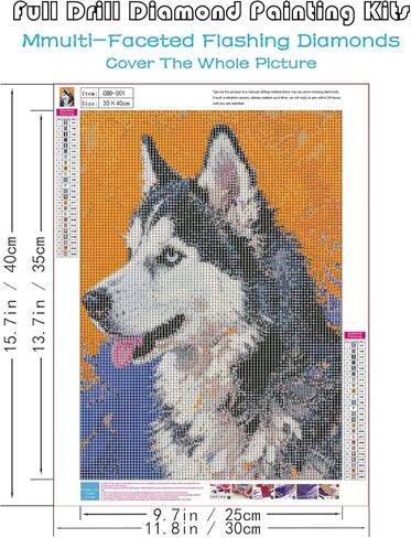 ZSYOUIDEAS Siberian Husky Dog Diamond Art Painting Kits for Adults, Animal 5D Full Drill Gem Dots Art and Crafts for Gift Home Wall Decor 12x16 in in Saudi Arabia