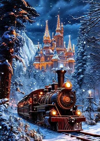 YFYDAFX 5D Snow Scene Diamond Painting Kits for Adults, Winter Castle Diamond Art Kits, Round Full Drill Dots Gem Art Crafts for Home Decor 12x16 Inch in Saudi Arabia