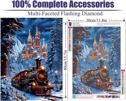 YFYDAFX 5D Snow Scene Diamond Painting Kits for Adults, Winter Castle Diamond Art Kits, Round Full Drill Dots Gem Art Crafts for Home Decor 12x16 Inch in Saudi Arabia