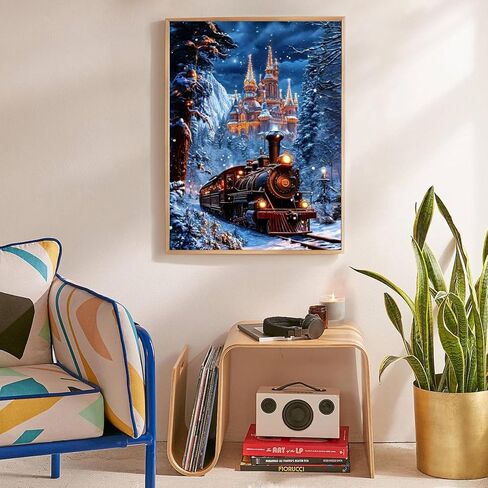 YFYDAFX 5D Snow Scene Diamond Painting Kits for Adults, Winter Castle Diamond Art Kits, Round Full Drill Dots Gem Art Crafts for Home Decor 12x16 Inch in Saudi Arabia