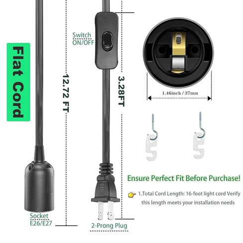 مقبس إضاءة معلق مع سلك - كابل سلك فانوس معلق تمديد - سلك مصباح مع مقبس إضاءة معلق بمفتاح E26/E27، كابل لمبة إضاءة 8.2 قدم، أبيض، 4 عبوات in Kuwait
