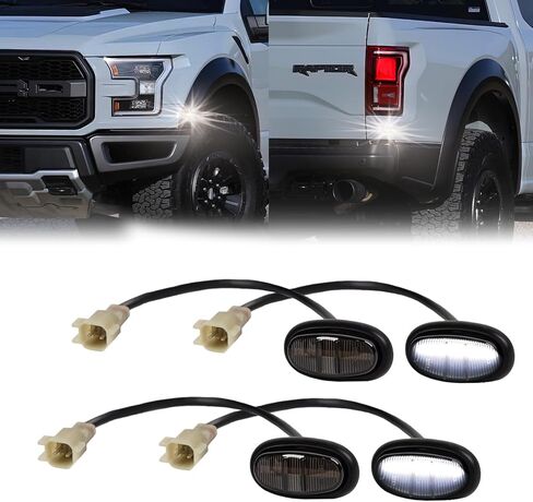 مصابيح LED للعلامات الجانبية لـ 2016-2020 Ford F150 SVT Raptor مصابيح مضيئة للمصد الأمامي والخلفي لين مدخن (أحمر كهرماني) in Saudi Arabia