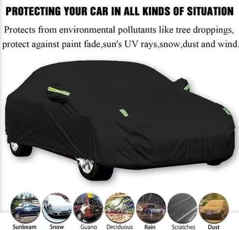 6 Layers Car Cover Waterproof All Weather, Heavy Duty Outdoor Car Cover Universal Fit Sedan Honda Civic,Ford Mustang,Chevrolet Camaro,Toyota Corolla etc.(Sliver, 3L+ Sedan Length (180" to 194")) in Saudi Arabia