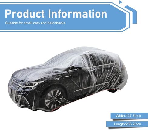 4 PCS Disposable Car Covers, 11.48Ft x 19.69Ft Clear Plastic Car Covers, Rainproof Dustproof Garage Covers with Elastic Band, Universal Protective Accessories for Most Cars (Transparent#M) in Saudi Arabia