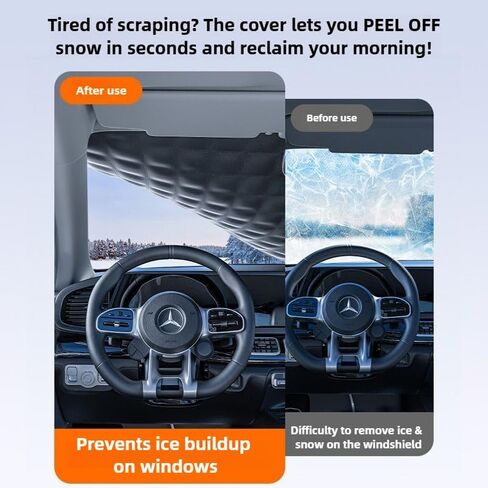 Car Half Cover - Sunshade Windshield & Hood Protects Engine Bay, All Weather Snow/Summer Cover for Sedan/CUV Universal Fit, Easy to Fold/Install, Durable 210D Oxford Fabric (Lightweight, L) in Saudi Arabia