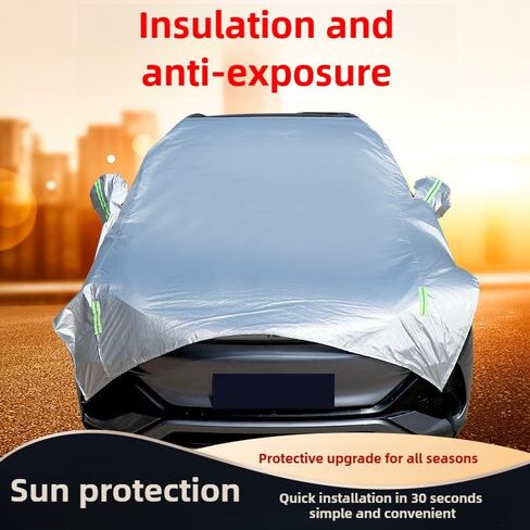 Car Half Cover - Sunshade Windshield & Hood Protects Engine Bay, All Weather Snow/Summer Cover for Sedan/CUV Universal Fit, Easy to Fold/Install, Durable 210D Oxford Fabric (Lightweight, L) in Saudi Arabia