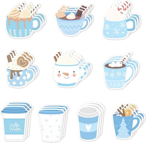 ANGOLIO Winter Coffee Cup Sticky Notes - 30 Pack Coffee Cup Self-Stick Note Pads Winter Holiday Latte Lover Writing Memo Notes Office School Classroom Rewards Gift for Kids Adults Student Party Favors in Saudi Arabia