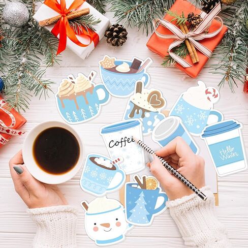 ANGOLIO Winter Coffee Cup Sticky Notes - 30 Pack Coffee Cup Self-Stick Note Pads Winter Holiday Latte Lover Writing Memo Notes Office School Classroom Rewards Gift for Kids Adults Student Party Favors in Saudi Arabia