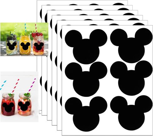 120pcs Cartoon Mouse Head Stickers 2.5 x 2.05Inch Vinyl Chalkboard Sticker,PVC Blackboard Wall Decals for Decorations Gift,Cup Tags,Party,Cute Animal Wall Art Easy Removable in Kuwait