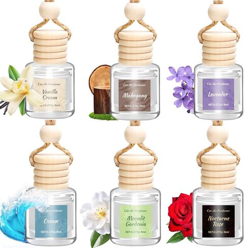 Hanging Car Air Freshener 6 Pack, Long Lasting Air Freshener Car Accessories for Women, Natural Plant Essential Oil Fragrance Diffuser, Cute Automotive Scents Decor Christmas Gift Unisex in Kuwait