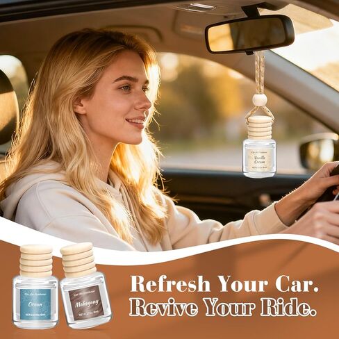 Hanging Car Air Freshener 6 Pack, Long Lasting Air Freshener Car Accessories for Women, Natural Plant Essential Oil Fragrance Diffuser, Cute Automotive Scents Decor Christmas Gift Unisex in Kuwait