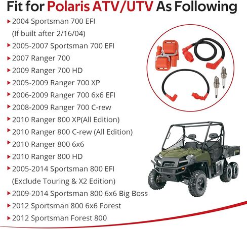JAVIK Ignition Coil Spark Plug & Wire Cap For Polaris Ranger 700 800 2007-2010 Sportsman 800 700 2004-2014 O.E.M# 4010425 3021671 4011365 in Saudi Arabia