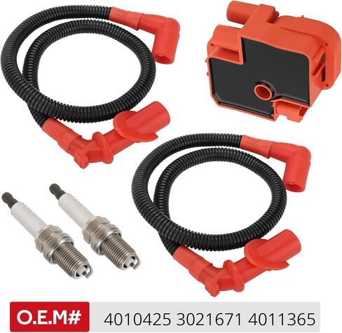 JAVIK Ignition Coil Spark Plug & Wire Cap For Polaris Ranger 700 800 2007-2010 Sportsman 800 700 2004-2014 O.E.M# 4010425 3021671 4011365 in Saudi Arabia