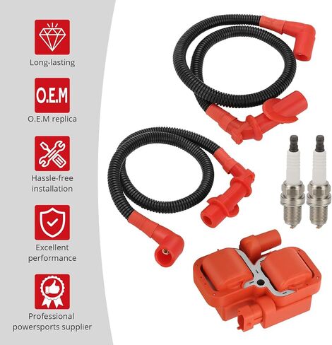 JAVIK Ignition Coil Spark Plug & Wire Cap For Polaris Ranger 700 800 2007-2010 Sportsman 800 700 2004-2014 O.E.M# 4010425 3021671 4011365 in Saudi Arabia